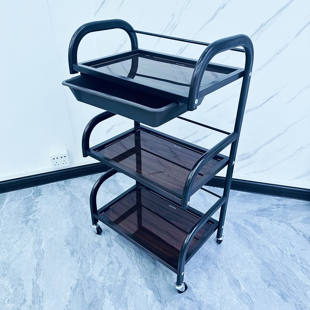 Tattoo Workstation - Glass Trolly Black 