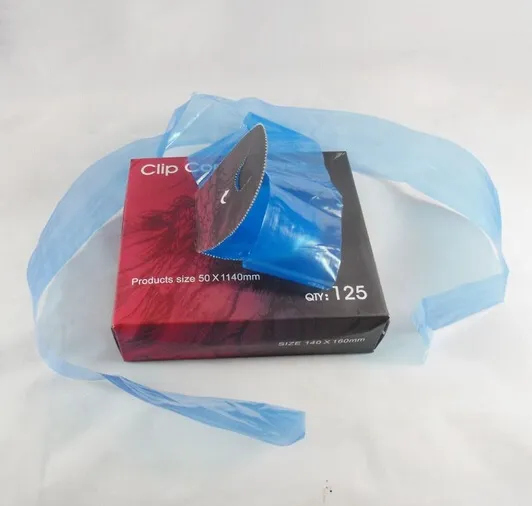 Bag of 125pcs, 50*810mm Clip Cord Cover, Disposable Blue Clip Cord Cover Bags Tattoo Accessories
